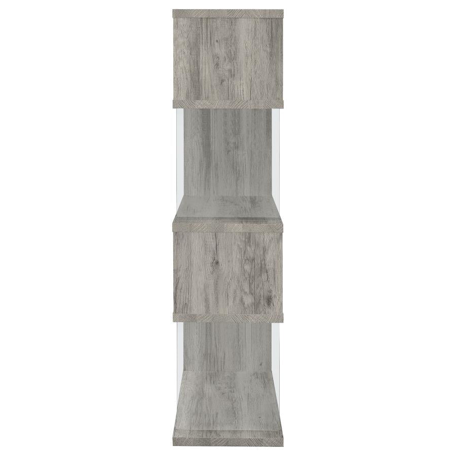 Emelle 63-inch 4-shelf Glass Panel Bookshelf Grey Driftwood-zoom-9