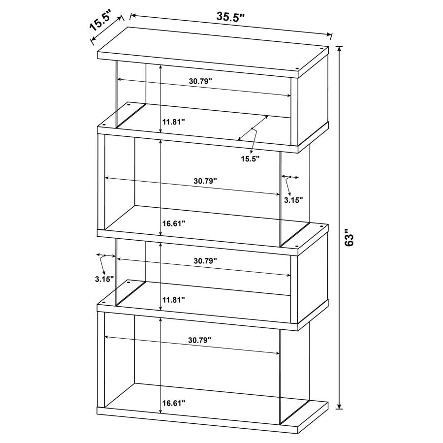Emelle 63-inch 4-shelf Glass Panel Bookshelf Grey Driftwood-11