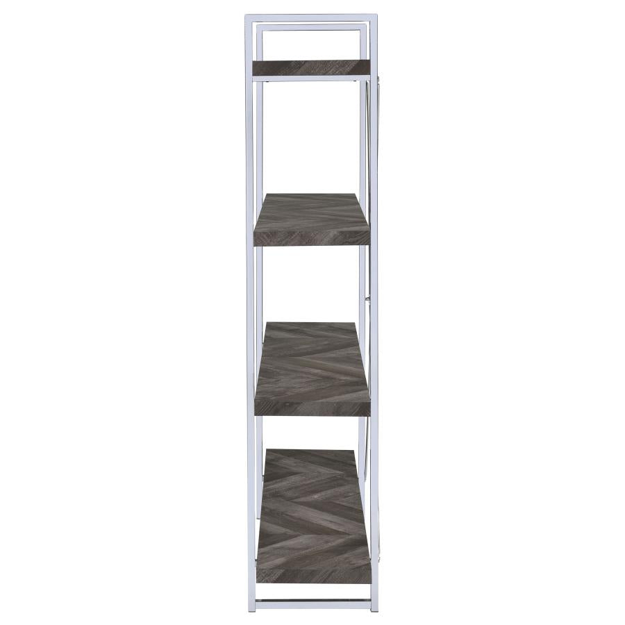 Grimma 63-inch 4-shelf Bookshelf Rustic Grey and Chrome-zoom-5