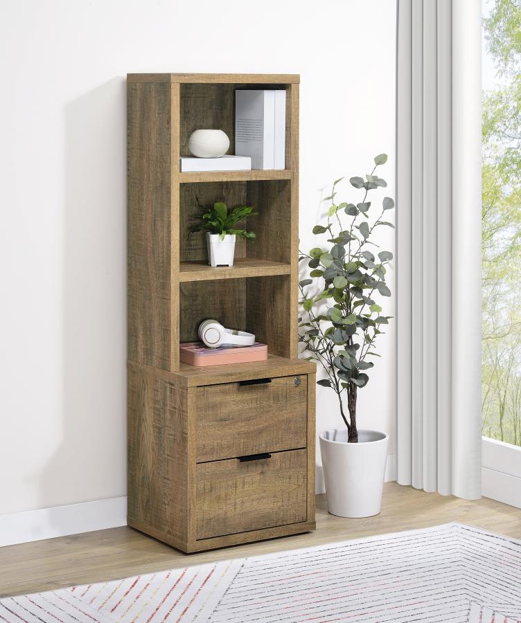 Westpark 3-shelf Bookcase USB and Lockable Drawer Mango-zoom-2