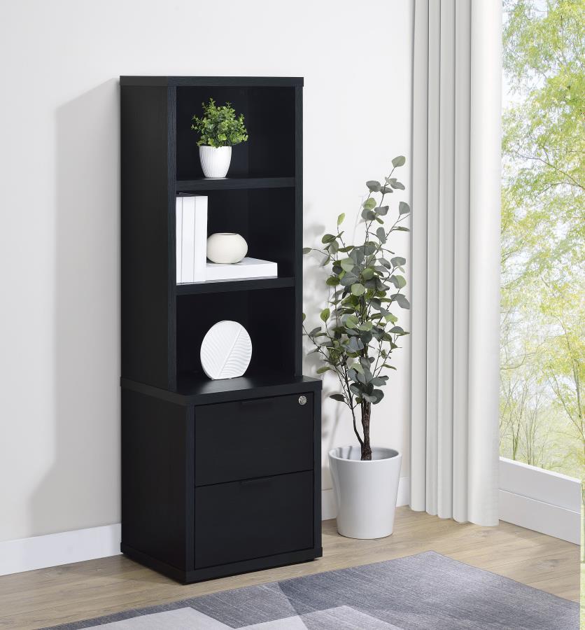 Westpark 3-shelf Bookcase USB and Lockable Drawer Black-zoom-2