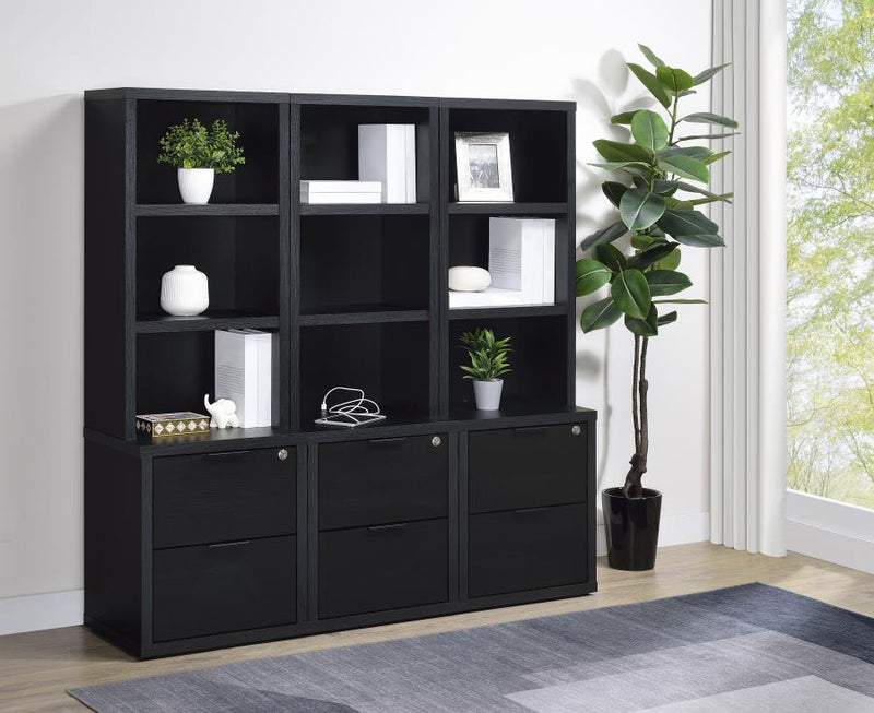 Westpark 3-shelf Bookcase USB and Lockable Drawer Black-zoom-