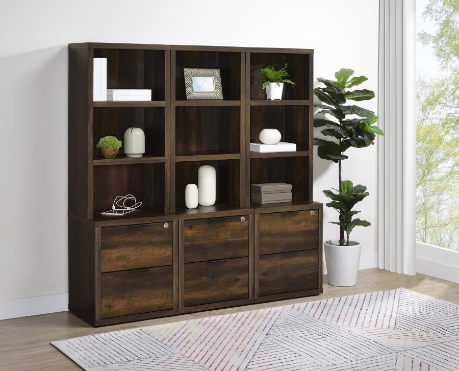 Westpark 3-shelf Bookcase USB and Lockable Drawer Dark Pine-zoom-14