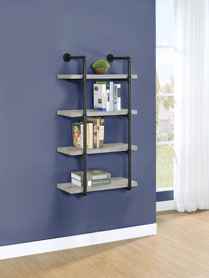 Elmcrest 24-inch 4-shelf Wall Bookshelf Grey Driftwood-zoom-