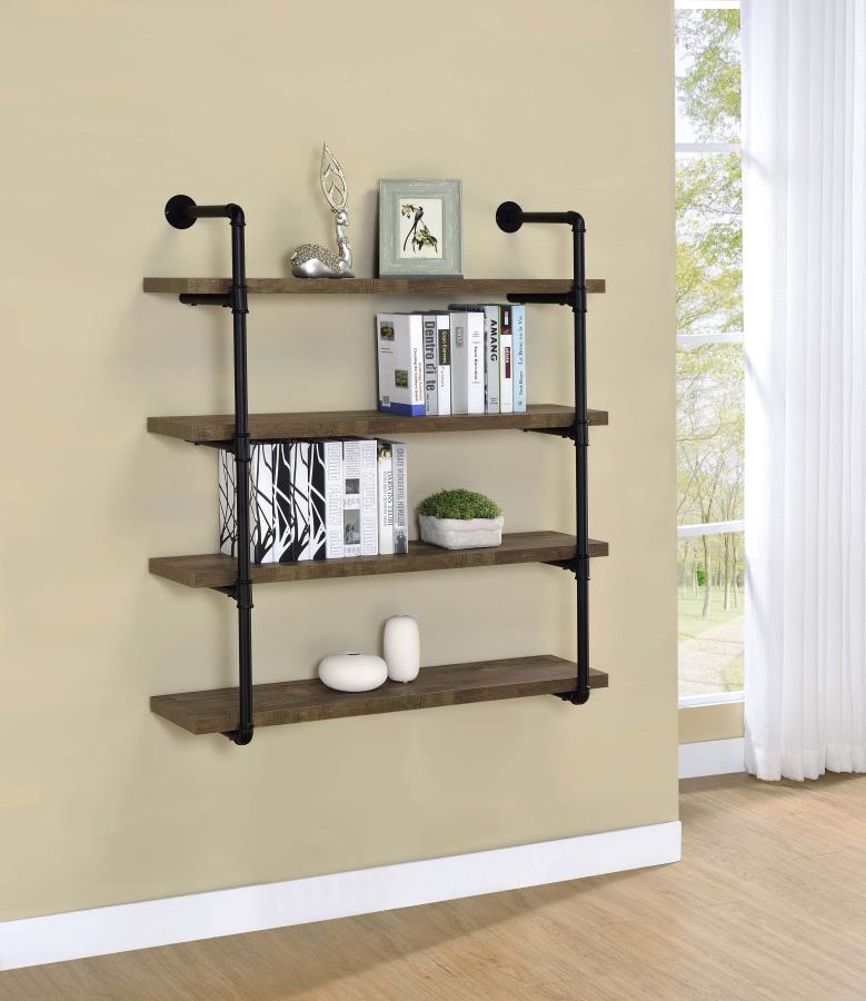 Elmcrest 39-inch 4-shelf Wall Bookshelf Rustic Oak-2