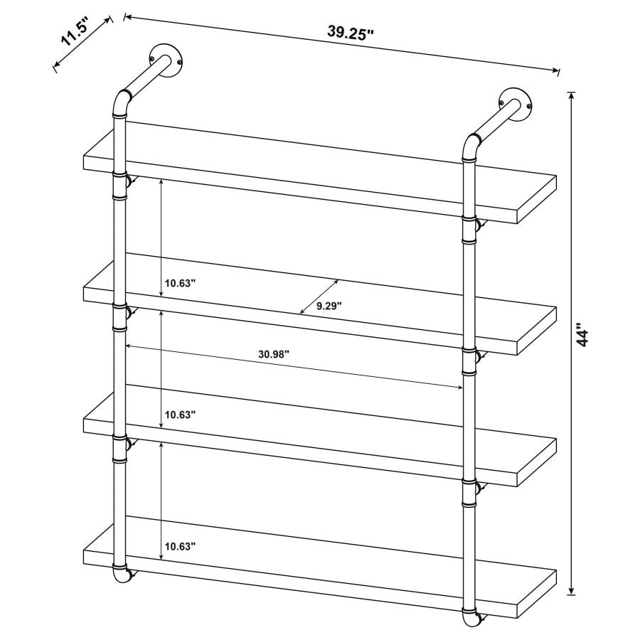 Elmcrest 39-inch 4-shelf Wall Bookshelf Rustic Oak-zoom-8