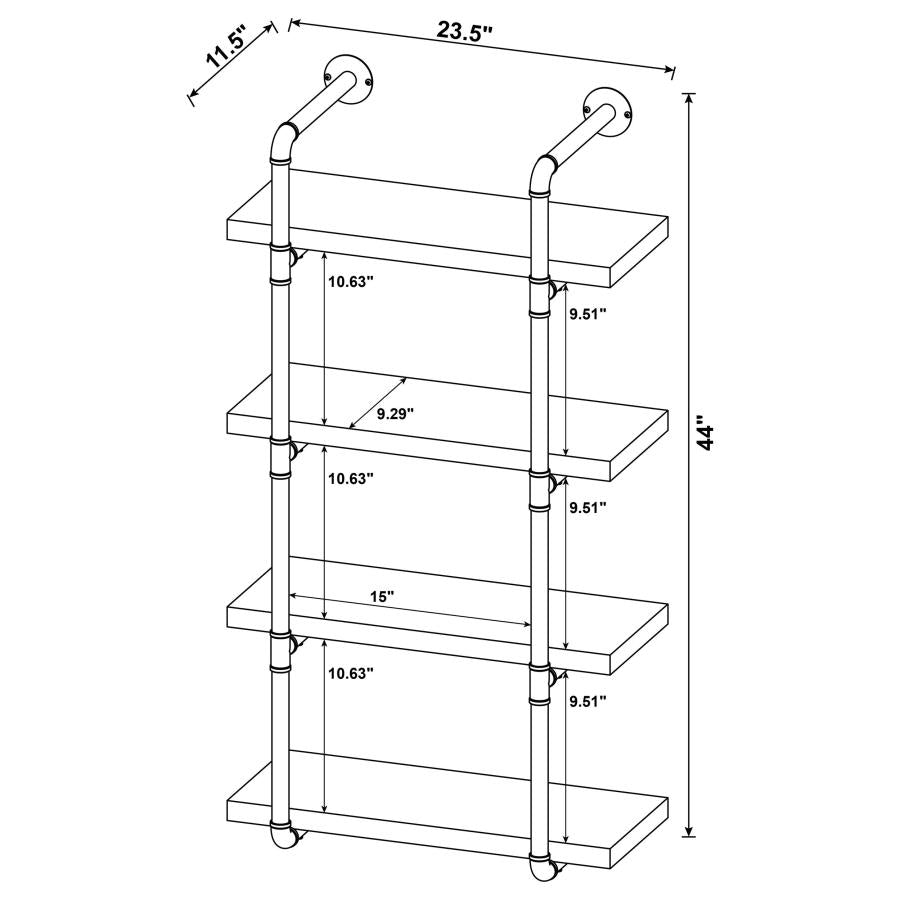 Elmcrest 24-inch 4-shelf Wall Bookshelf Rustic Oak-11