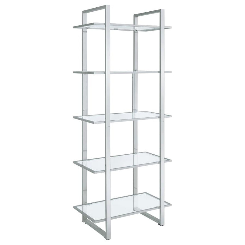 Hartford 79-inch 5-shelf Glass Bookshelf Chrome-zoom-