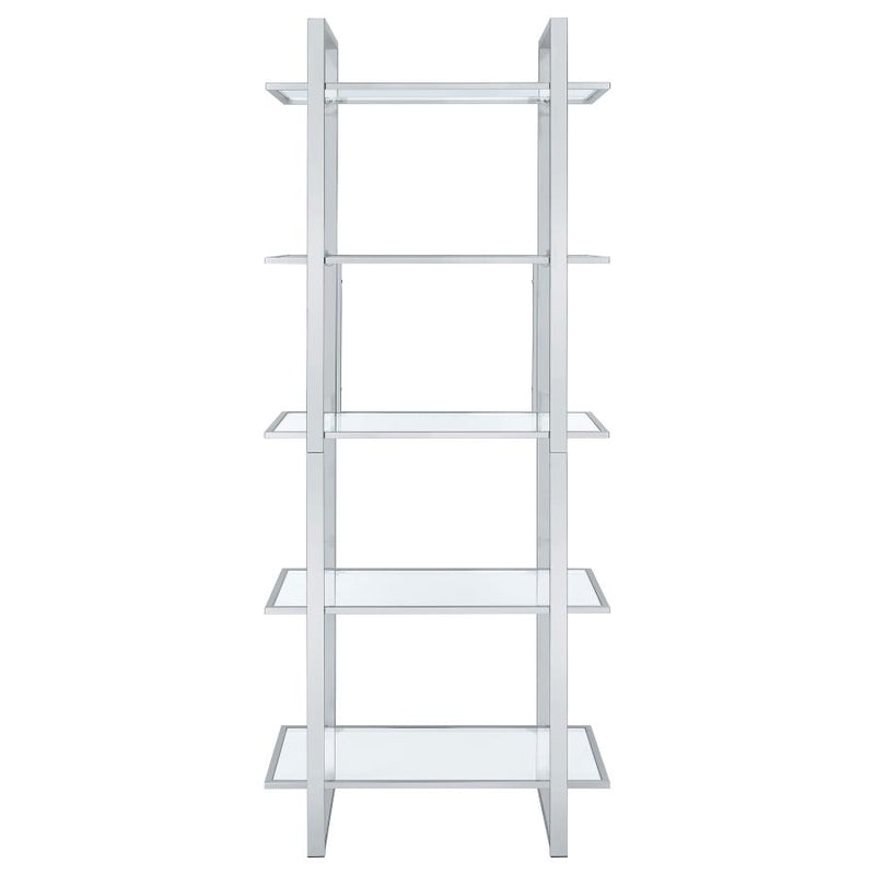 Hartford 79-inch 5-shelf Glass Bookshelf Chrome-zoom-