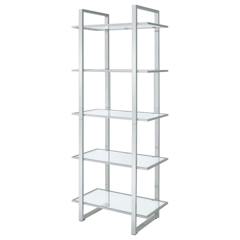 Hartford 79-inch 5-shelf Glass Bookshelf Chrome-zoom-
