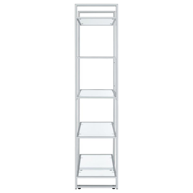 Hartford 79-inch 5-shelf Glass Bookshelf Chrome-zoom-