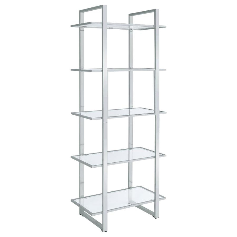 Hartford 79-inch 5-shelf Glass Bookshelf Chrome-zoom-
