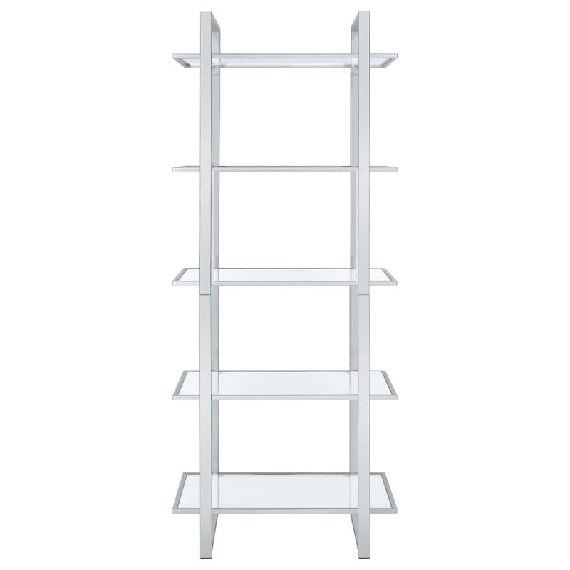 Hartford 79-inch 5-shelf Glass Bookshelf Chrome-zoom-