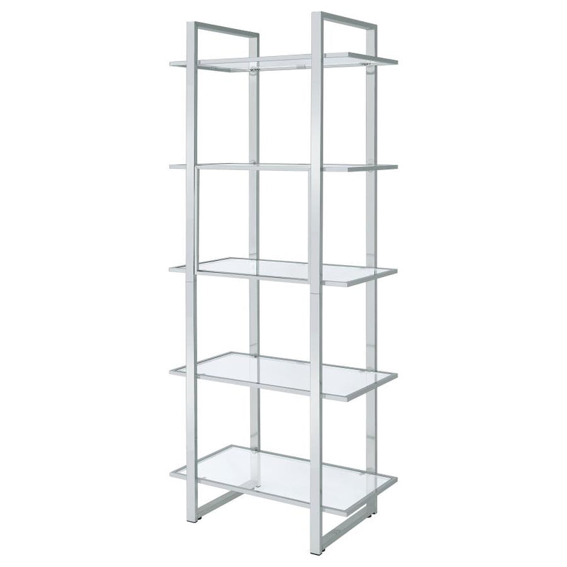 Hartford 79-inch 5-shelf Glass Bookshelf Chrome-zoom-