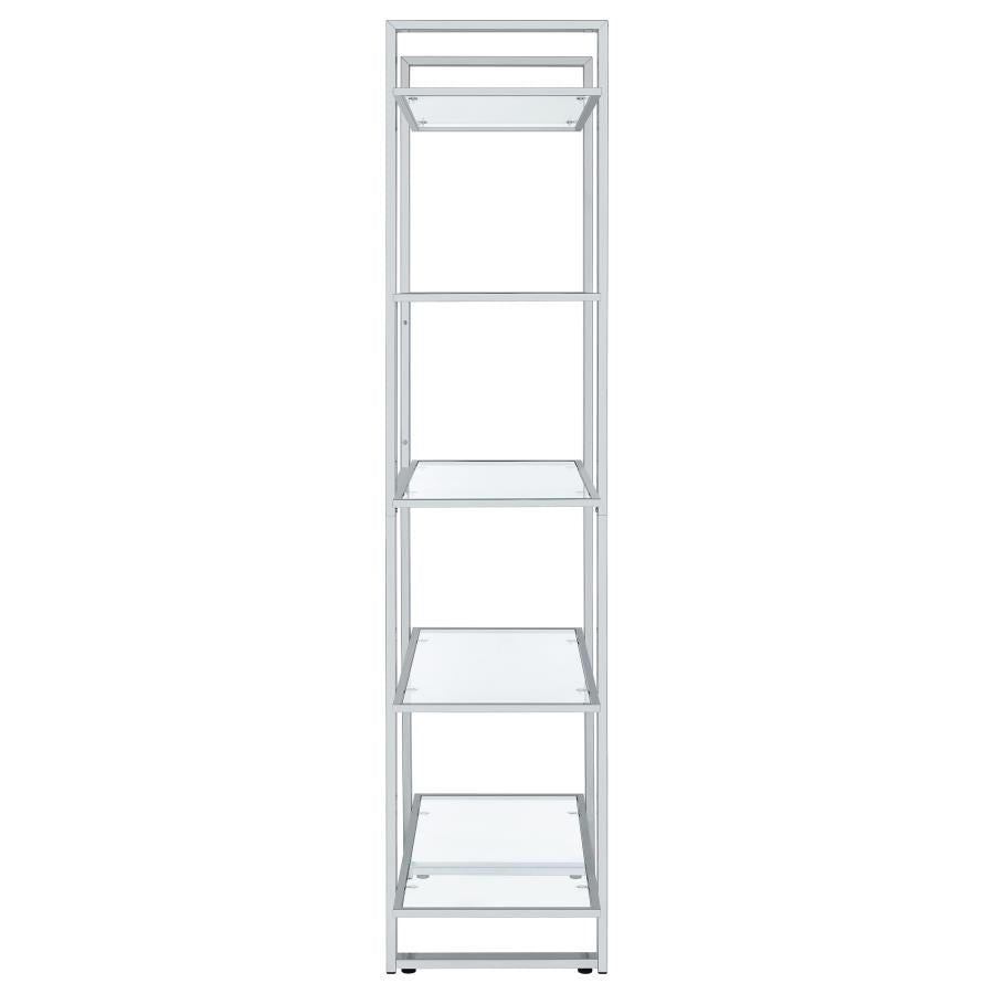 Hartford 79-inch 5-shelf Glass Bookshelf Chrome-9