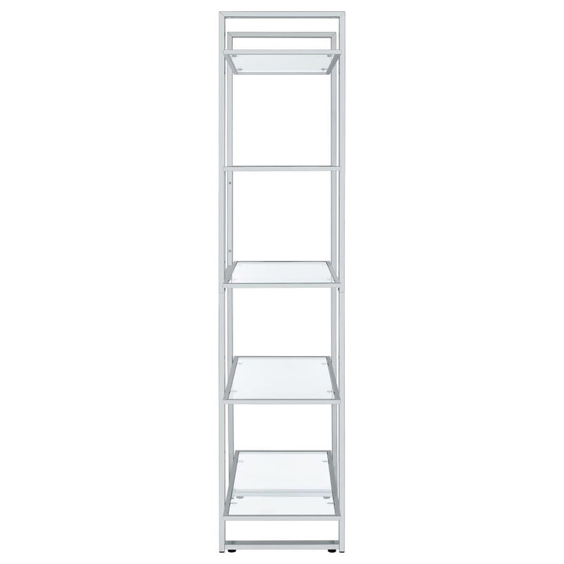 Hartford 79-inch 5-shelf Glass Bookshelf Chrome-zoom-