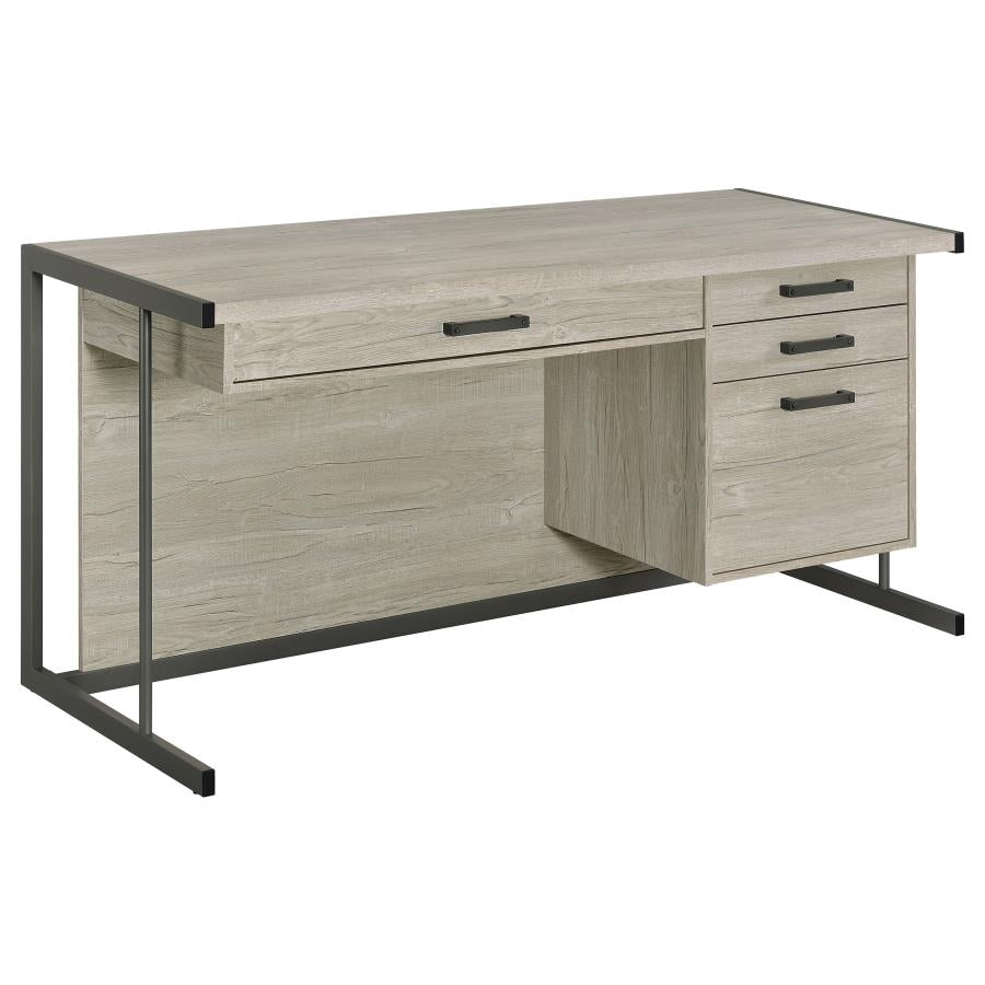 Loomis 60-inch 4-drawer Computer Desk Whitewashed Grey-zoom-1