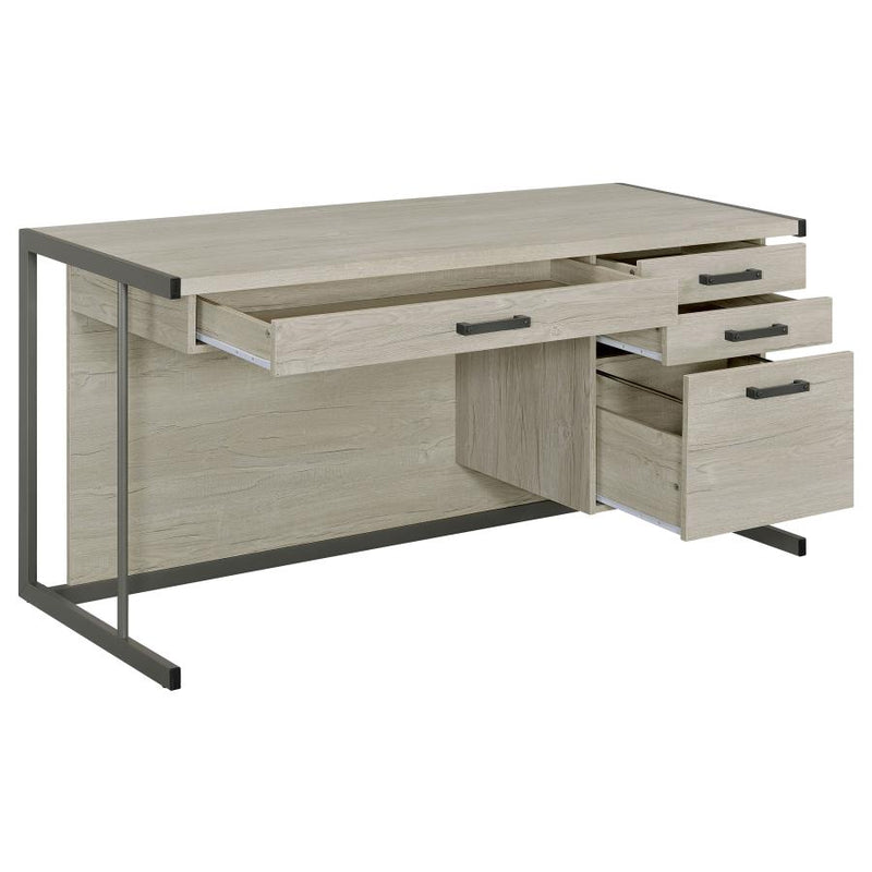 Loomis 60-inch 4-drawer Computer Desk Whitewashed Grey-zoom-
