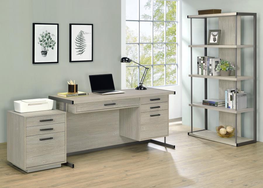 Loomis 60-inch 4-drawer Computer Desk Whitewashed Grey-12