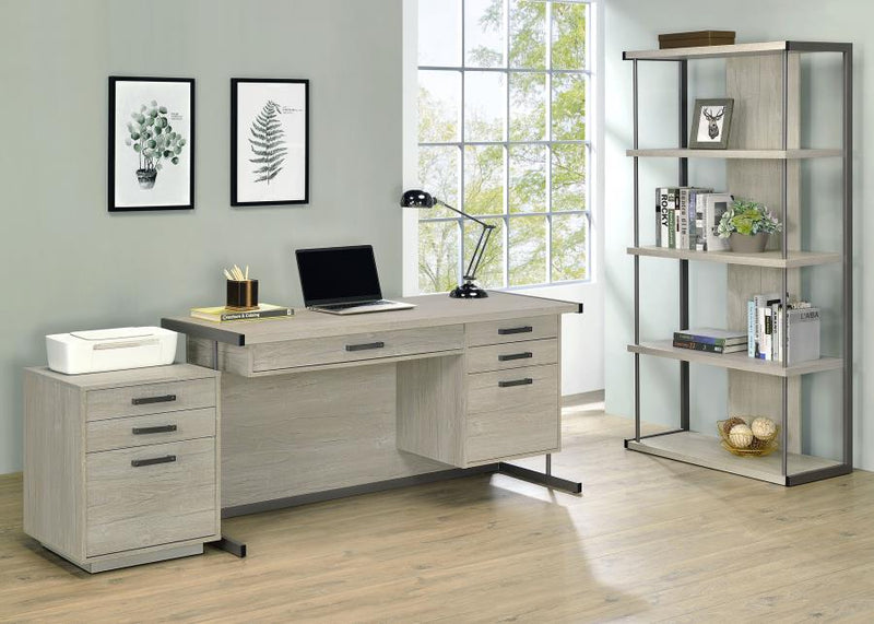 Loomis 60-inch 4-drawer Computer Desk Whitewashed Grey-zoom-