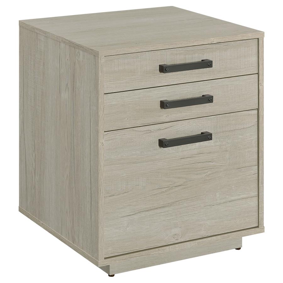 Loomis 3-drawer Home Office File Cabinet Whitewashed Grey-1