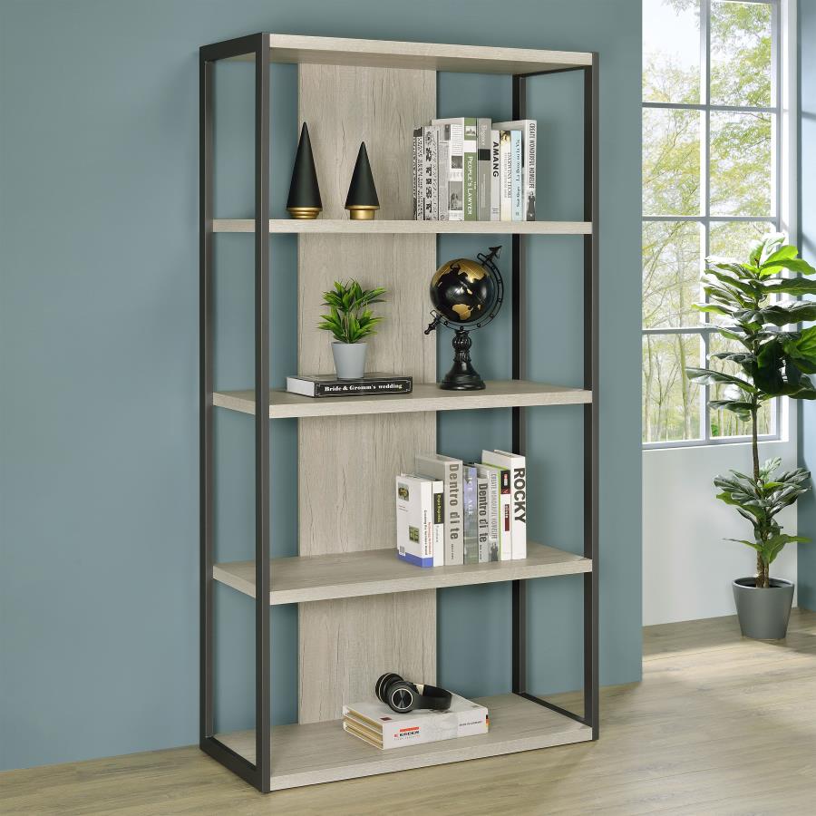 Loomis 72-inch 4-shelf Bookshelf Whitewashed Grey-2