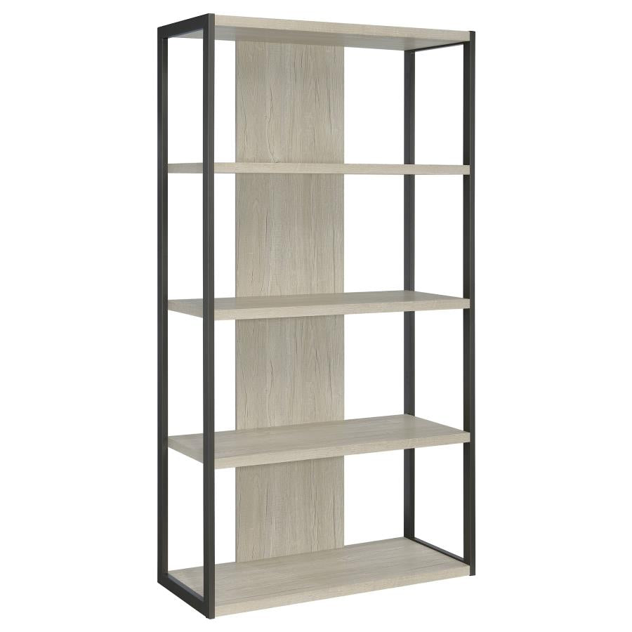 Loomis 72-inch 4-shelf Bookshelf Whitewashed Grey-zoom-1