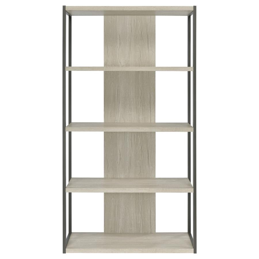 Loomis 72-inch 4-shelf Bookshelf Whitewashed Grey-3