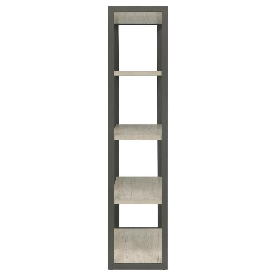 Loomis 72-inch 4-shelf Bookshelf Whitewashed Grey-5