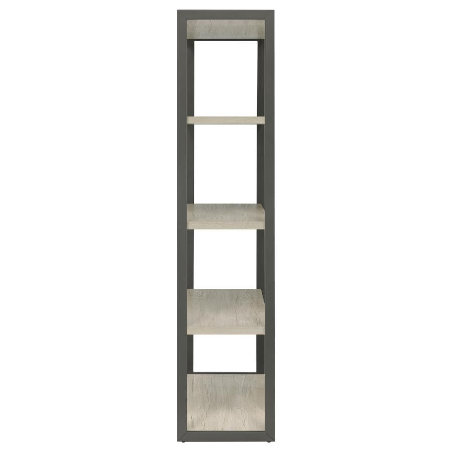 Loomis 72-inch 4-shelf Bookshelf Whitewashed Grey-9