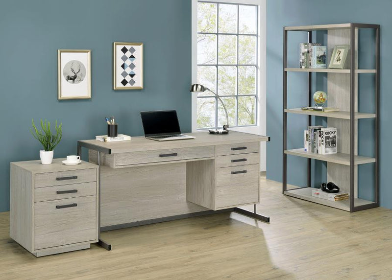 Loomis 72-inch 4-shelf Bookshelf Whitewashed Grey-zoom-