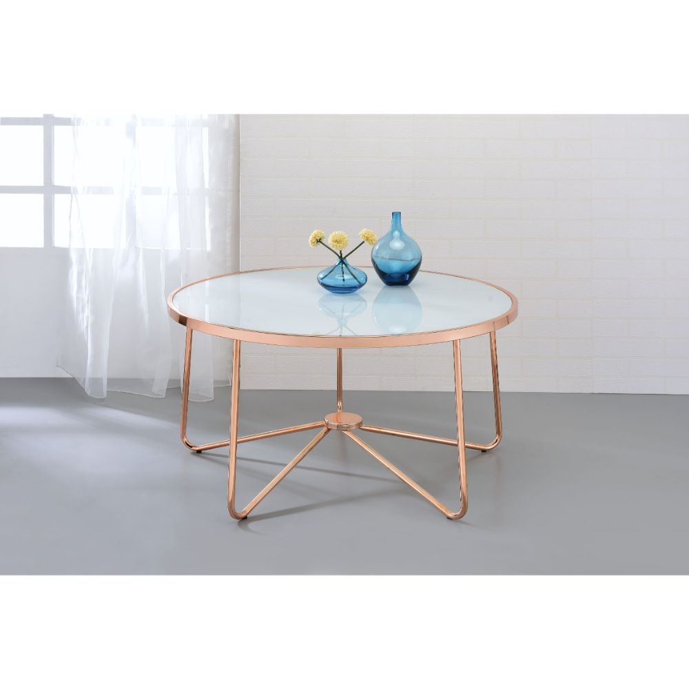 ACME Alivia Coffee Table – side view – Lusso Furniture Miami