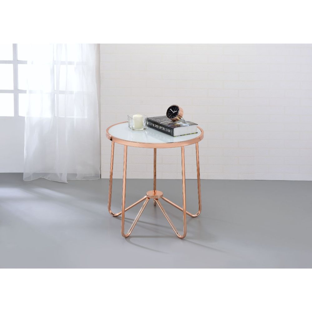 ACME Alivia End Table – side view – Lusso Furniture Miami