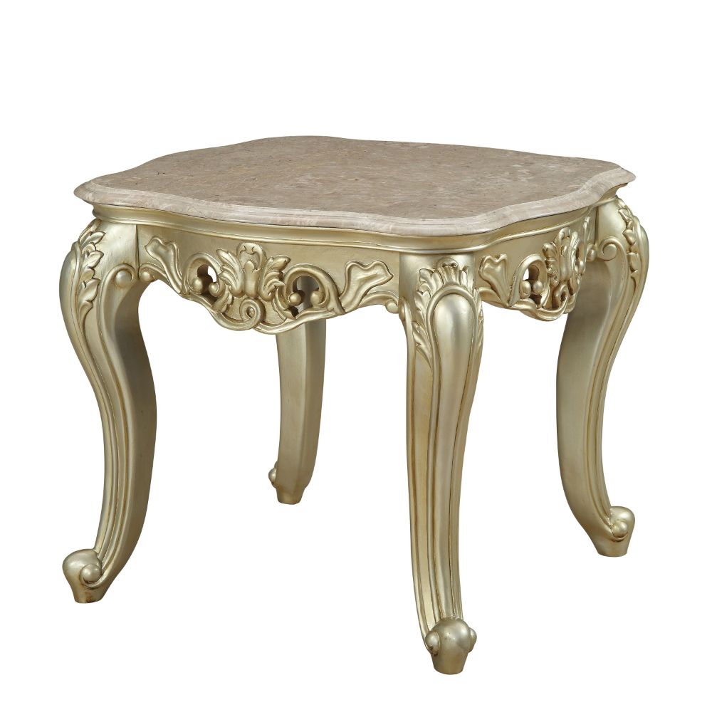 ACME Gorsedd Marble Top End Table – front view – Lusso Furniture Miami