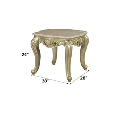 ACME Gorsedd Marble Top End Table – angle view – Lusso Furniture Miami