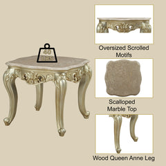 ACME Gorsedd Marble Top End Table – side view – Lusso Furniture Miami