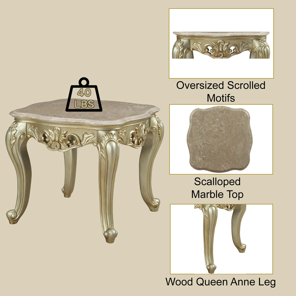 ACME Gorsedd Marble Top End Table – side view – Lusso Furniture Miami