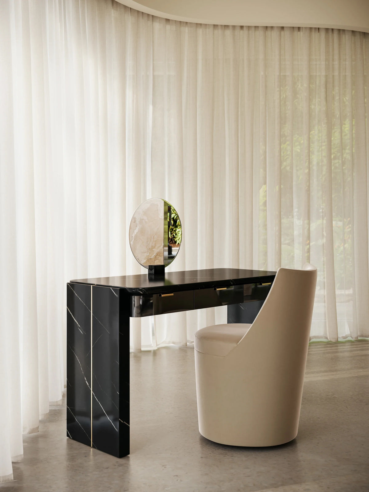 Caracole Overlap Vanity – angle view – Lusso Furniture Miami
