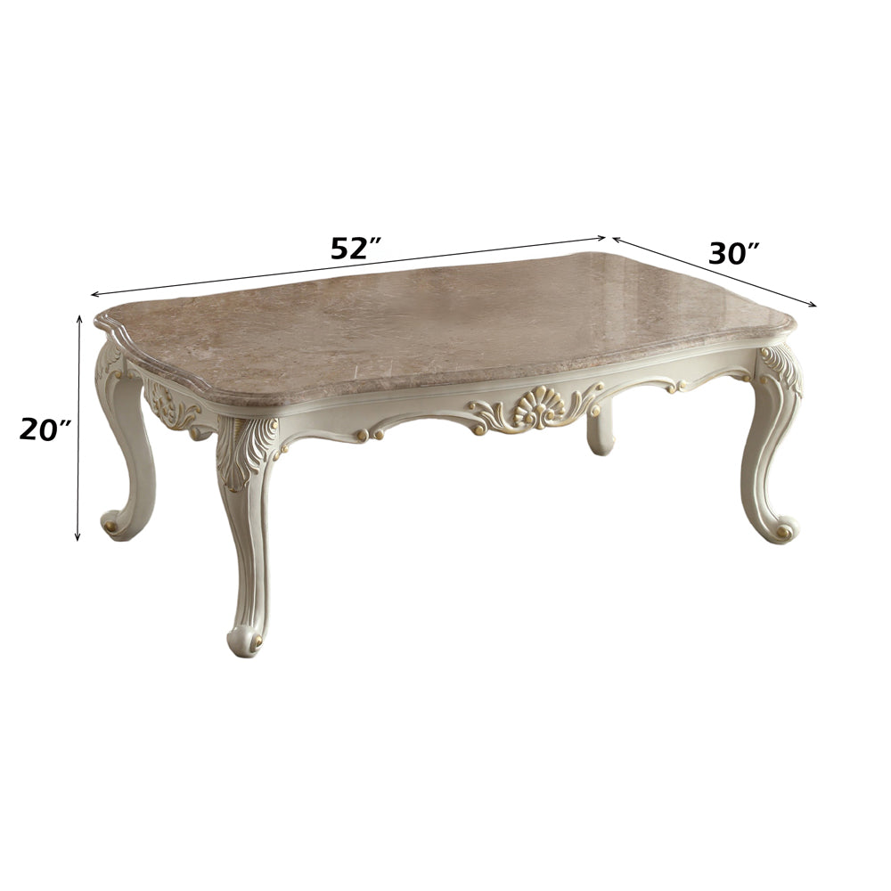 ACME Chantelle Marble Top Coffee Table – angle view – Lusso Furniture Miami