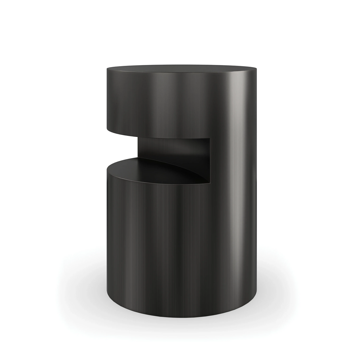 Caracole Brushed Tungsten End Table – angle view – Lusso Furniture Miami