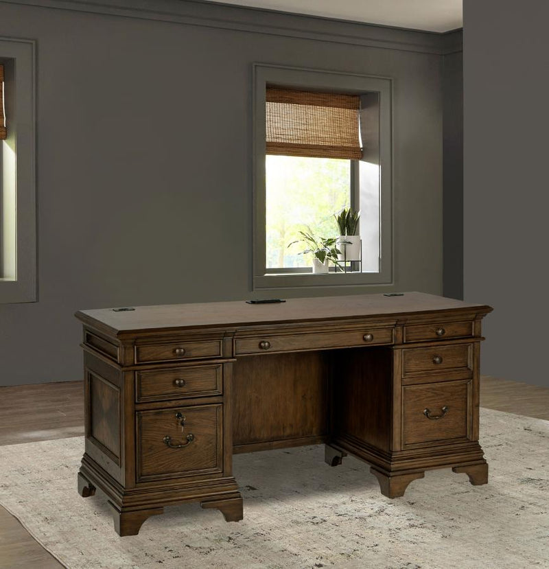 Hartshill 66-inch 5-drawer Credenza Office Desk Burnish Oak-zoom-