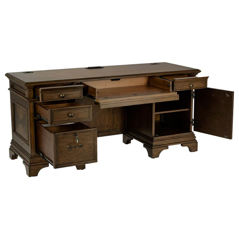Hartshill 66-inch 5-drawer Credenza Office Desk Burnish Oak-zoom-