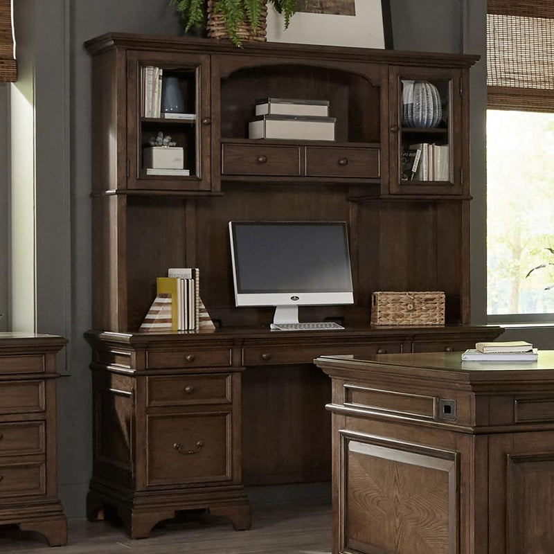Hartshill 66-inch 5-drawer Credenza with Hutch Burnished Oak-zoom-