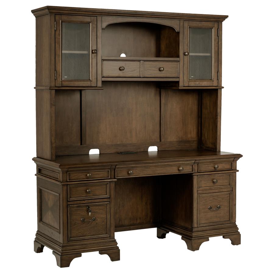 Hartshill 66-inch 5-drawer Credenza with Hutch Burnished Oak-zoom-1