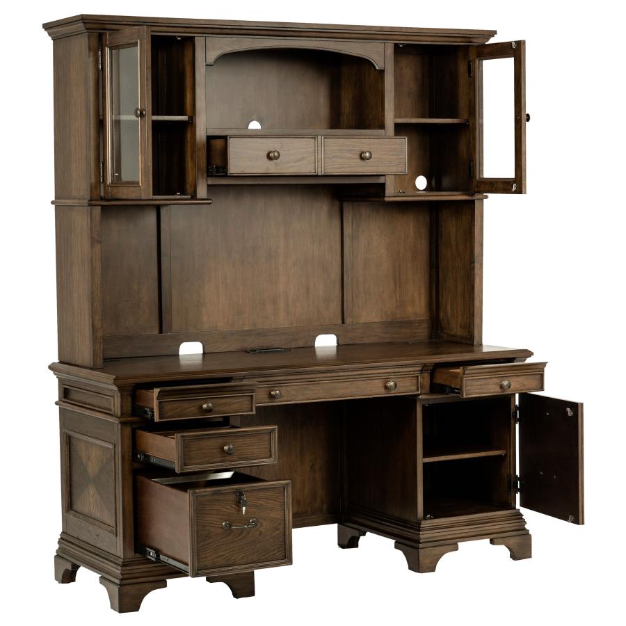Hartshill 66-inch 5-drawer Credenza with Hutch Burnished Oak-3