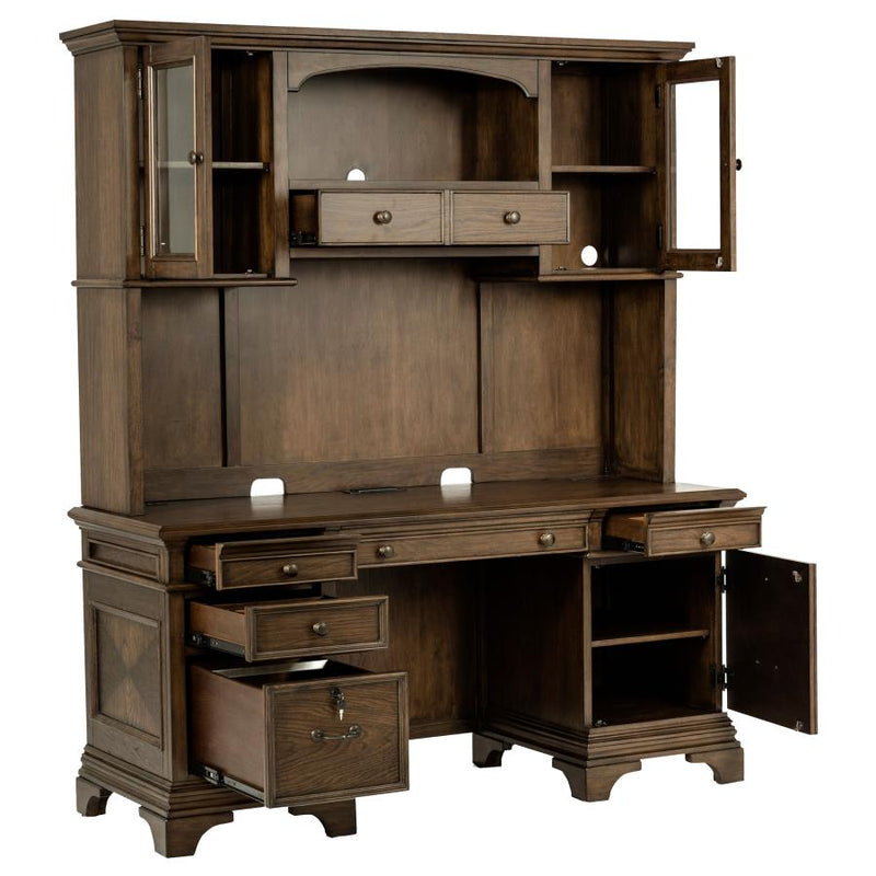 Hartshill 66-inch 5-drawer Credenza with Hutch Burnished Oak-zoom-