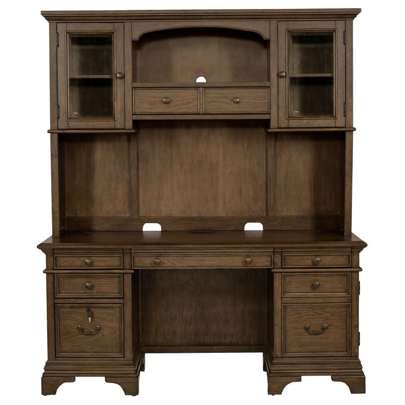 Hartshill 66-inch 5-drawer Credenza with Hutch Burnished Oak-zoom-