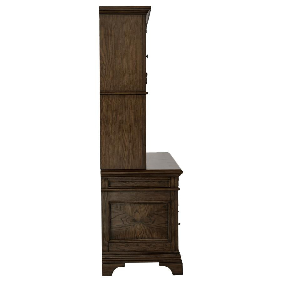 Hartshill 66-inch 5-drawer Credenza with Hutch Burnished Oak-8