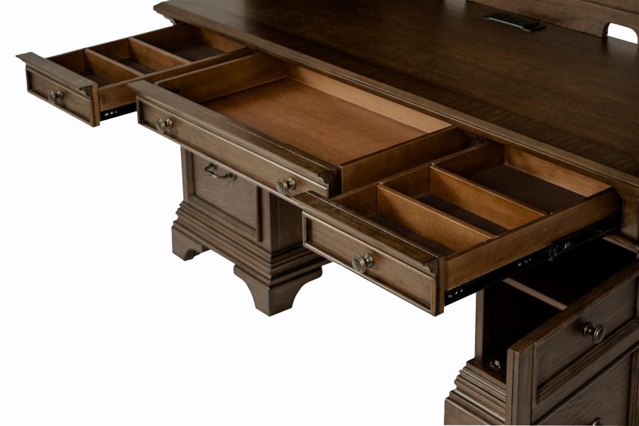 Hartshill 66-inch 5-drawer Credenza with Hutch Burnished Oak-zoom-10