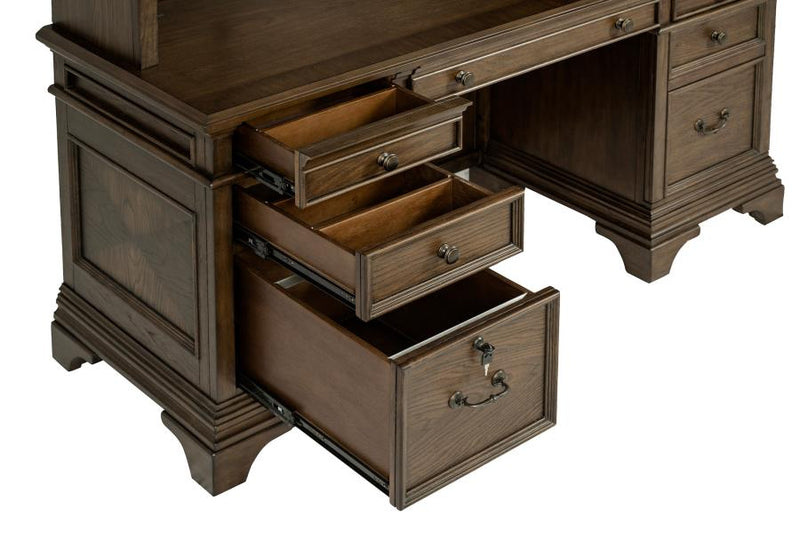 Hartshill 66-inch 5-drawer Credenza with Hutch Burnished Oak-zoom-